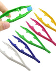 Plastic Tweezers, 5Pcs Plastic Tweezers for Kids,Craft Tweezers for DIY Craft Jewelry Making Family School Beading Project (A-White, Pink, Blue, Yellow, Green)