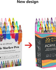Acrylic Paint Pens, Double Premium Set of 35 Acrylic Paint Markers of Extra Fine and Medium Tip for Rock Painting, Ceramic, Plastic, Glass, Fabric Markers, and Etc. Water Based, Non-Toxic