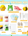 Set of 4 Cute Animal Needle Felting Starter Kit Frog Chick Bee Narwhal Animal Doll Wool Felting Tools Felt Needles Foam Mat DIY Needlework Craft Party Supplies for Beginners Adults Kids