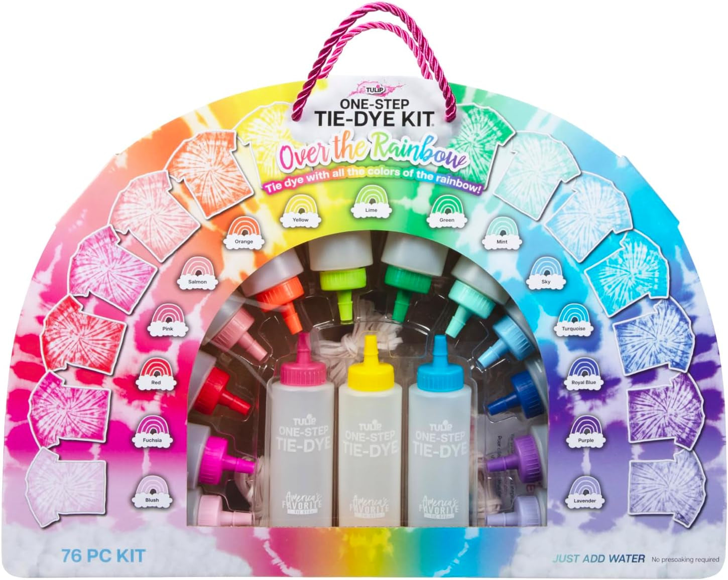 One-Step Tie Dye Kit, over the Rainbow, Easy Party Activity, Gift Idea, 15-Color Kit