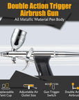 Airbrush Kit, Air Brush Painting Set, Double Action Trigger Airbrush Gun with 0.3Mm/0.5Mm/0.8Mm Needles, 2Cc/5Cc/13Cc Paint Cup, Airbrush Spray Tool Set for Painting Nails Cake Tattoo Makeup