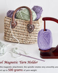Yarn Ball Holder for Knitting and Crocheting, Wooden Yarn Spinner with Magnetic Metal Twirling Mechanism and Anti-Slip Pads, Crochet Gift for Knitting Lovers