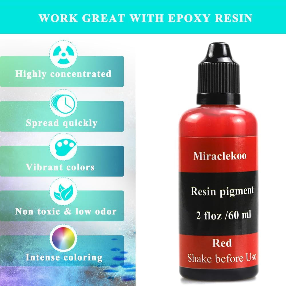Red Epoxy Resin Color Dye Colorant Liquid Epoxy Resin Pigment,60Ml,Translucent