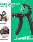 Grip Strength Trainer, Hand Grip Strengthener, Adjustable Resistance 22-132Lbs (10-60Kg), Forearm Strengthener, Perfect for Musicians Athletes and Hand Injury Recovery