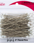 DIY White 3 Inch Floral Pins Pearlized Ball Heads, 144 Pack