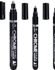 3Pcs Silver Liquid Mirror Chrome Markers, Permanent Reflective Liquid Chrome Paint Pens Set, High Gloss Art Car DIY Model Repair Markers Set for Plastic Metal Glass Ceramic - 0.7Mm,1Mm & 3Mm