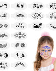 20 Pieces Face Paint Stencils, Reusable Body Painting Stencils Makeup Painting Templates Temporary Tattoos Stencils for Kids Halloween Holiday Party Makeup Body Art Painting