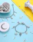 469 Pieces Bangles Making Kit, 10 Pieces round Link Chain Bracelets with OT Toggle Clasp, 159 Pieces Moon Stars Tibetan Silver Charms and 300 Pieces Open Jump Ring for Jewelry Making