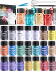 Mica Powder - 32 Pearlescent Epoxy Resin Color Pigments Set- Natural Cosmetic Grade Pigment for Soap Dye, Lip Gloss, Nail Polish, Makeup, Epoxy Resin, Candle Making, Bath Bombs, Slime, 5G/0.18Oz