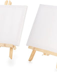6 Packs 8" X 10" Canvas and Easel Set, Art Easel Stand with Canvas Set Tabletop Wooden Display Stand and Canvas Panels for Artist, Students, Adults, Kids Painting