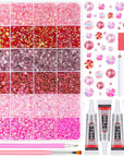 B7000 Glue with 18000Pcs Rhinestones for Crafting, Flat Back Rhinestone Kit Non Hotfix Resin Gems with Clear Jewelry Glue for Clothes Shoes Tumbler Nail Art Makeup Jewelry Making