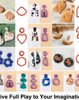 Polymer Clay Cutters for Earring Making - 160Pcs Clay Tools Set with Earrings Accessories, 42+8Pcs Different Shape Plastic Clay Molds Clay Cutters for Polymer Clay Jewelry (Style B-Blue)