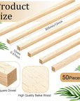 50 Pieces Balsa Wood Sticks 1/2 X 1/2 X 12 Inch Hardwood Square Wooden Dowels Unfinished Wood Sticks for Craft DIY Supplies DIY Molding Projects Making
