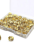 200Pcs Rondelle Spacer Beads Bright Silver Crystal Rondelle Spacer Beads for Jewelry Making (8Mm Gold Plated)