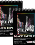 11" X 14" Premium Black Heavyweight Paper Sketch Pad, Pack of 2, 30 Sheets Each, 64Lb (140Gsm) - Spiral Bound Artist Drawing Paper - Colored Pencils, Gel Pens, Oil Pastels