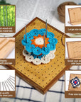 7.8" Crochet Blocking Board with 20 Pins/Pegs, Blocking Board for Crocheting Knitting, Bamboo Granny Square Blocking Boards for Crochet Projects, Wooden Crocheting Accessories Gifts for Crocheters