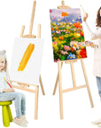 Nian Feng Wooden Easel for Painting, Adjustable Floor Easel, Folding Easel Stand for Wedding Poster, Painting Easel Large for Adults and Kids