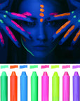 10 Color Glow in the Dark Face Paint,Uv and Black Light Neon Face and Body Painting Set Mardi Gras Halloween Masquerade Black Light Birthday Party Masquerade Party Supplies (10 COLORS)