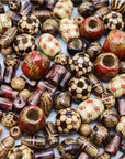 500 PCS Wooden Beads for Jewelry Making Adults, Painted Assorted African Beads, Macrame Supplies Beads, Craft Jewelry Wood Beads for Bracelets & Necklace, Large & Small round Barrel Tubular