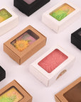 30 Pcs Soap Boxes for Homemade Soap,3.54 X 2.36 X 1.2 Inch Soap Boxes with Window,3 Colors Kraft Soap Packaging Boxes Supplies