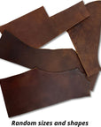 Leather Scraps for Leather Crafts – 3Lbs Mixed Sizes, Shapes with 36" Cord - Full Grain Buffalo Leather Remnants from Journal Making - Great for Jewelry, Wallets, Cricut, Arts & Crafts