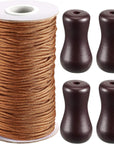1.8 Mm Braided Lift Shade Cord 55 Yards/Roll with 4 Pieces Wood Pendant for Aluminum Blind Shade, Gardening Plant and Crafts (Brown)
