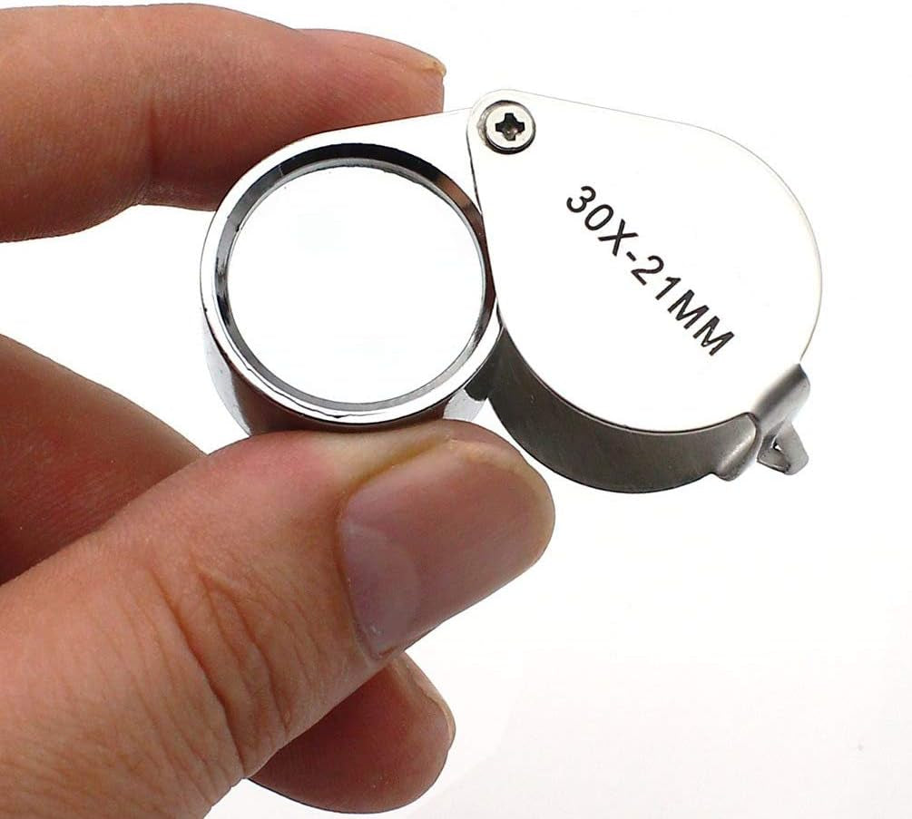 Pocket Jewelry Loupe 30X 21Mm Jewelers Loop Eye Magnifying Glass Foldable Magnifier