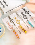 18Pcs Beadable Keychain Bar Bulk, Colorful Plating Alloy Beaded Keychain, Blank Keychain Making Supplies DIY