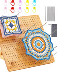 Crochet Blocking Board, 11.6 Inches Bamboo Blocking Board for Knitting Crochet and Granny Squares, Handcrafted Knitting with 20 Pcs Stainless Steel Pins and Crochet Kit