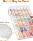 3 Pack 36 Grids Clear Stackable Plastic Organizer Storage Box Container with Adjustable Dividers for Beads, Art DIY, Crafts, Jewelry, Fishing Tackle with 5 Sheet Label Stickers