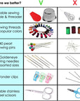 Sewing Kit for Adults and Kids - Small Beginner Set W/Multicolor Thread, Needles, Scissors, Thimble & Clips - Emergency Repair and Travel Kits - Sewing Accessories and Supplies