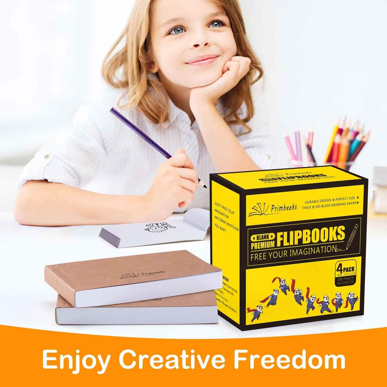 Premium Blank Flip Book Paper, 4 Pack(90 Sheets, 180 Pages per Pack) No Bleed Flip Books Kit, 4.5" X 2.5" Animation Paper for Animation, Sketching, Cartoon Creation