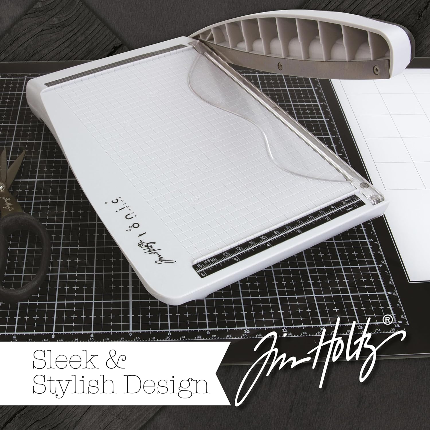 Paper Cutter Tool - Guillotine Paper Trimmer for Scrapbooking, Vinyl, and Craft Paper - 8.5 Inch Cutting Length with Ruler and Grid Lines