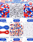 4Th of July Jewelry Craft Kits DIY Bead Necklace Crafts USA Letter Beads Red White Blue Beads for Patriotic Day Jewelry Making Kits Independence Day Decorations