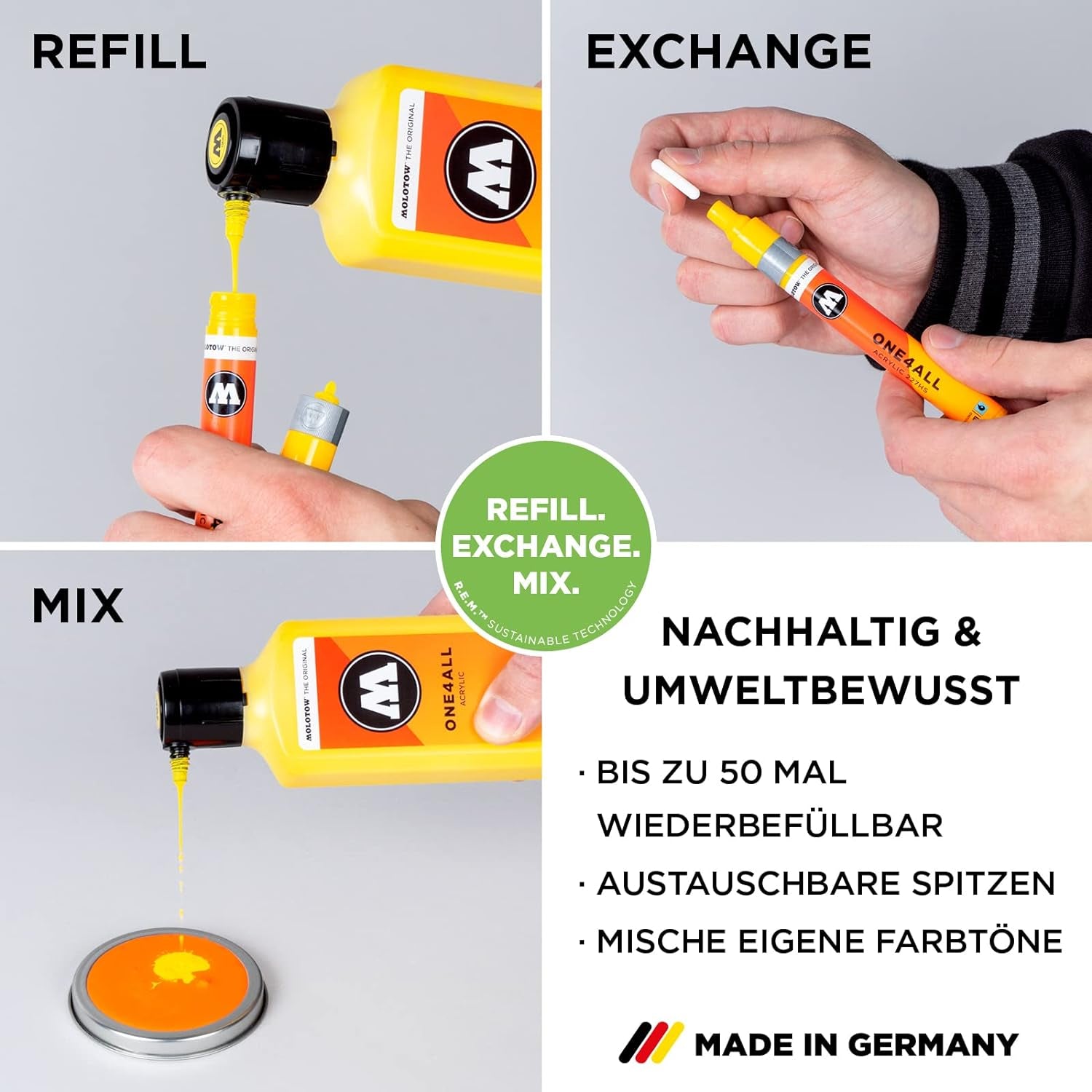 One4All 127HS Acryl Marker Basic-Set 1 (2,0 Mm Strichstärke, Hochdeckend Und Permanent, Uv-Beständig, Für Fast Alle Untergründe) 10 Stück Sortiert