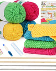 Knitting Kits for Beginners, 4 Pcs Bamboo and Metal Knitting Needle Set with Cotton Yarn, Knitting Set for Making Dishcloth with Step-By-Step Instructions,Colorful
