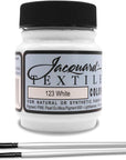 Jacquard Products White Textile Color Fabric Paint 8-Ounces - Bundled Brush Set