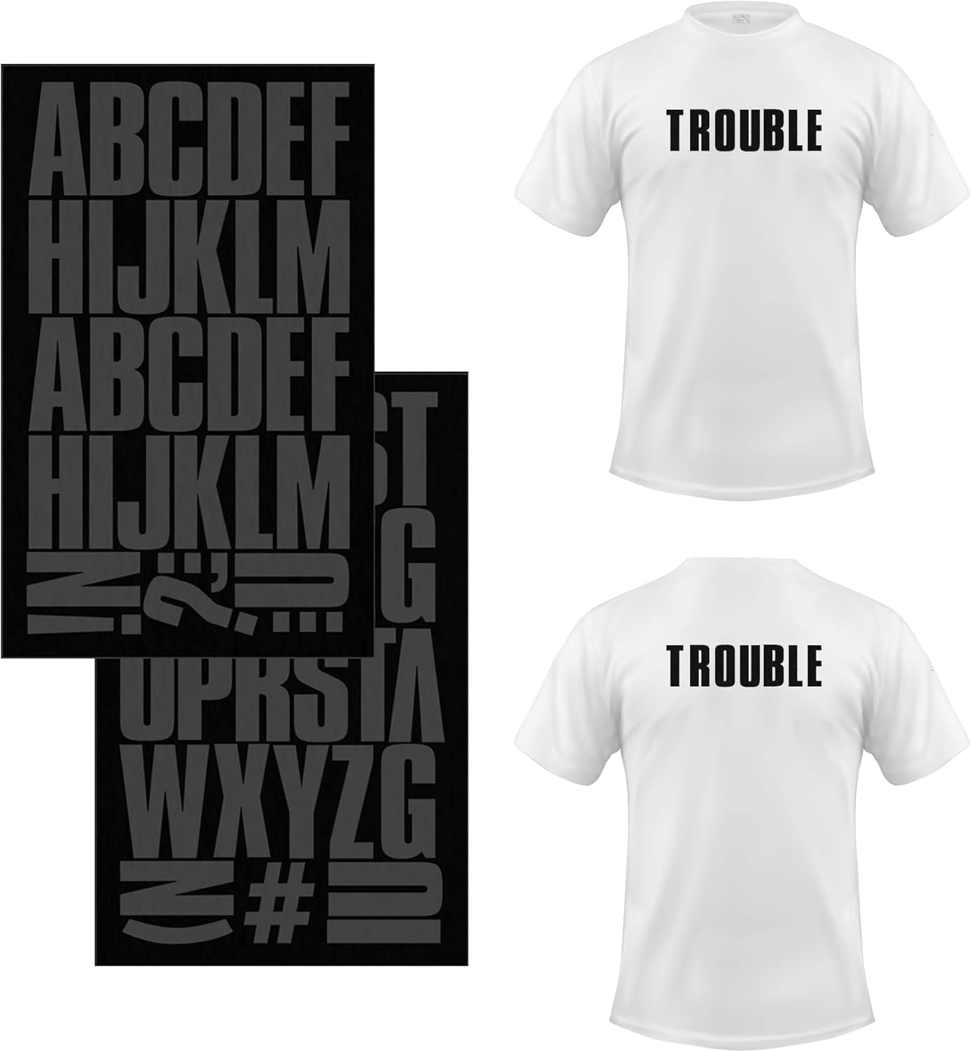 S.E.I 3-Inch Iron-On T-Shirt Letters, Block Letter Flock Heat Transfers, Black