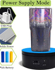 Motorized Rotating Display Stand,Turner Cup Platform for Epoxy Glitter Tumbler, 360 Automatic Mute Rotating Turntable, Tumbler Making Supplies Spinner, Base for Product Video Show ,Balck 4.72In