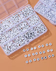 500Pcs 0-9 Acrylic Number Beads in 12 Grid Box round Beads for Bracelets Neckless Friendship Jewelry DIY Making (4X7Mm Box, White)