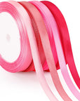 4 Rolls 100 Yards Christmas Ribbons 1Inch Wide Holiday Satin Ribbons Fabric for Gift Wrapping and DIY Craft, Red & Green & Gold &White