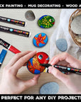 Paint Pens for Rock Painting - Wood, Glass, Metal and Ceramic Works on Almost All Surfaces Set of 15 Vibrant Medium Tip Oil Paint Marker Pens, Quick Dry, Water Resistant