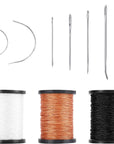 Upholstery Sewing Thread Kit,3 Rolls Upholstery Thread Heavy Duty Nylon Thread with 7 Pcs Leather Needles for Hand Sewing for Upholstery Leather Canvas Bags Sofa Furniture(3 Colors)