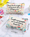 4 Pieces Inspirational Bible Verse Pencil Pouch Christian Pencil Case Scripture Canvas Makeup Bags for Students Office Journaling Supplies (Bible Verse Pattern,8.7 X 5.5 Inch)