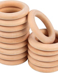 30 Pcs Wooden Rings, Macrame Wooden Rings, Natural Unfinished Solid Wood Rings for DIY Craft Pendant Connectors Jewelry Making (55 Mm)