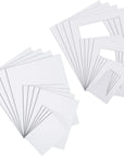 White Picture Mat Kit, Includes anti Acid Pre Cut Display Photo Frame Mat and Core Bevel Cutting Mat Board for Photo Picture Artwork, 5 X 7, 8 X 10, 11 X 14 Inch (12 Sets)