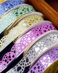 Lace Washi Tape, 6 Roll Lace Pattern Glitter Bling Self-Adhesive Tape Diamond Washi Tape Masking DIY Scrapbooking Lace Tape Sticker Color Random