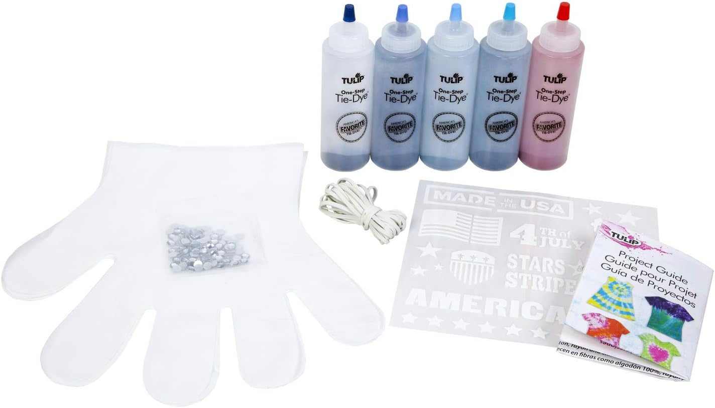 One-Step Tie-Dye Kit  Fabric Dye 40720 Fdy Med Americana Kit, 5 Color Trend, as Detailed