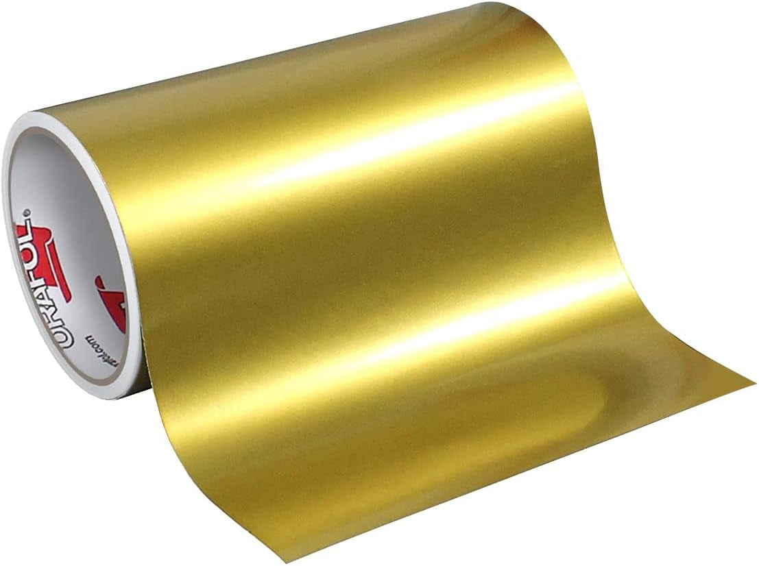 Metallic Gold Glossy 12" X 10 Foot Roll of  651 Permanent Adhesive-Backed Vinyl for Craft Cutters, Punches and Vinyl Sign Cutters