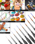 10Pcs Micro Paint Brushes Set with Triangular Handles - for Acrylic, Watercolor, Crafts, Models